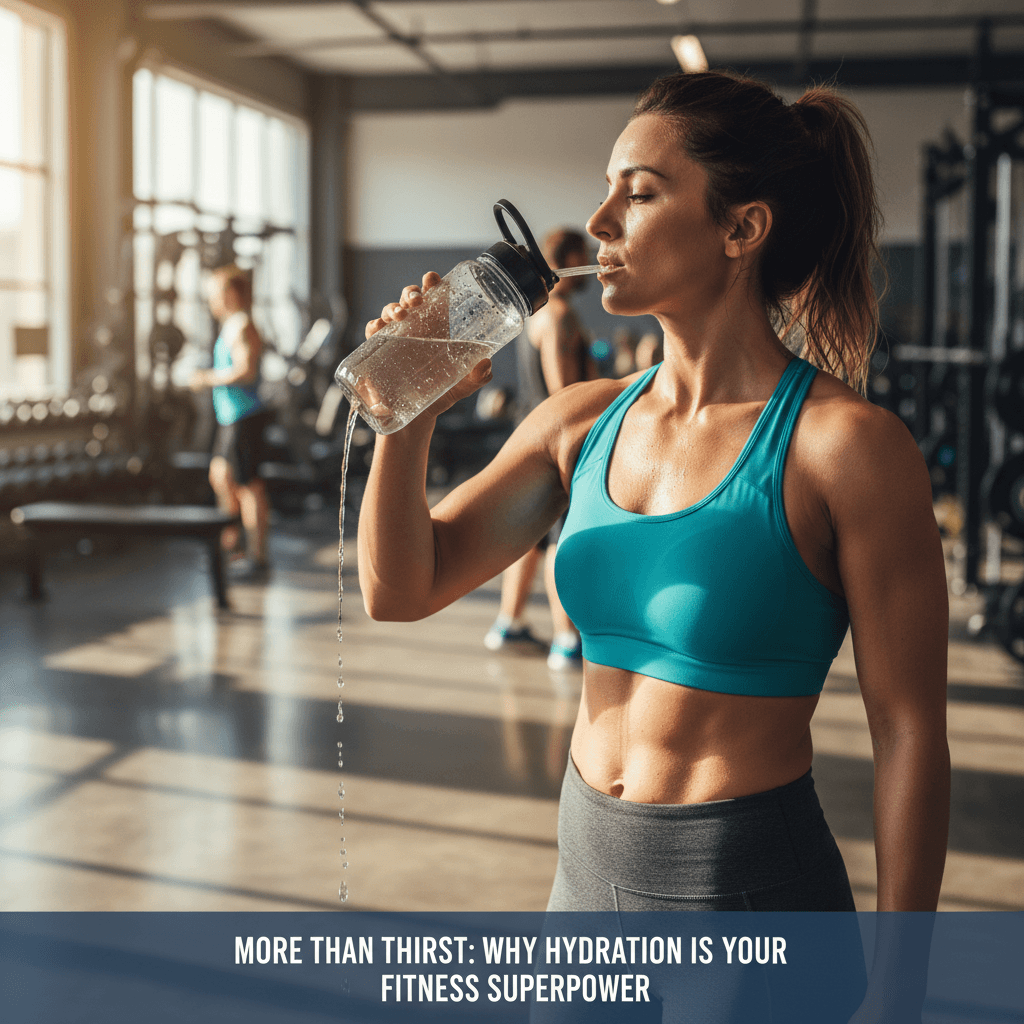 Athletic person drinking water during a workout with visible sweat, showing the importance of hydration during exercise