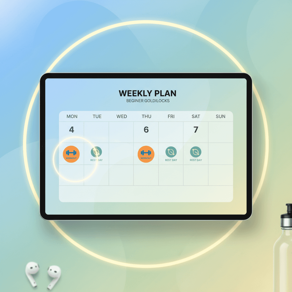 Calendar view showing optimal workout days marked with checkmarks, demonstrating a balanced weekly schedule