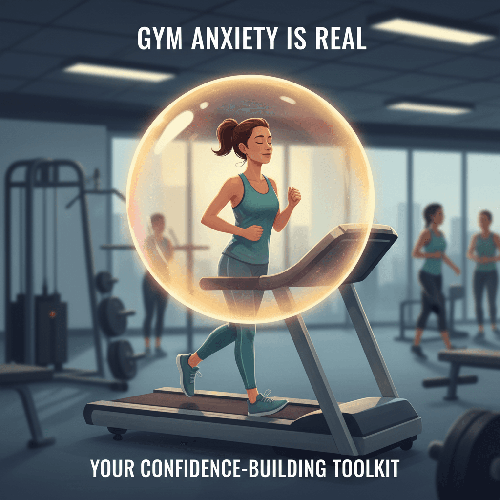 Person in gym with confidence bubble visualization