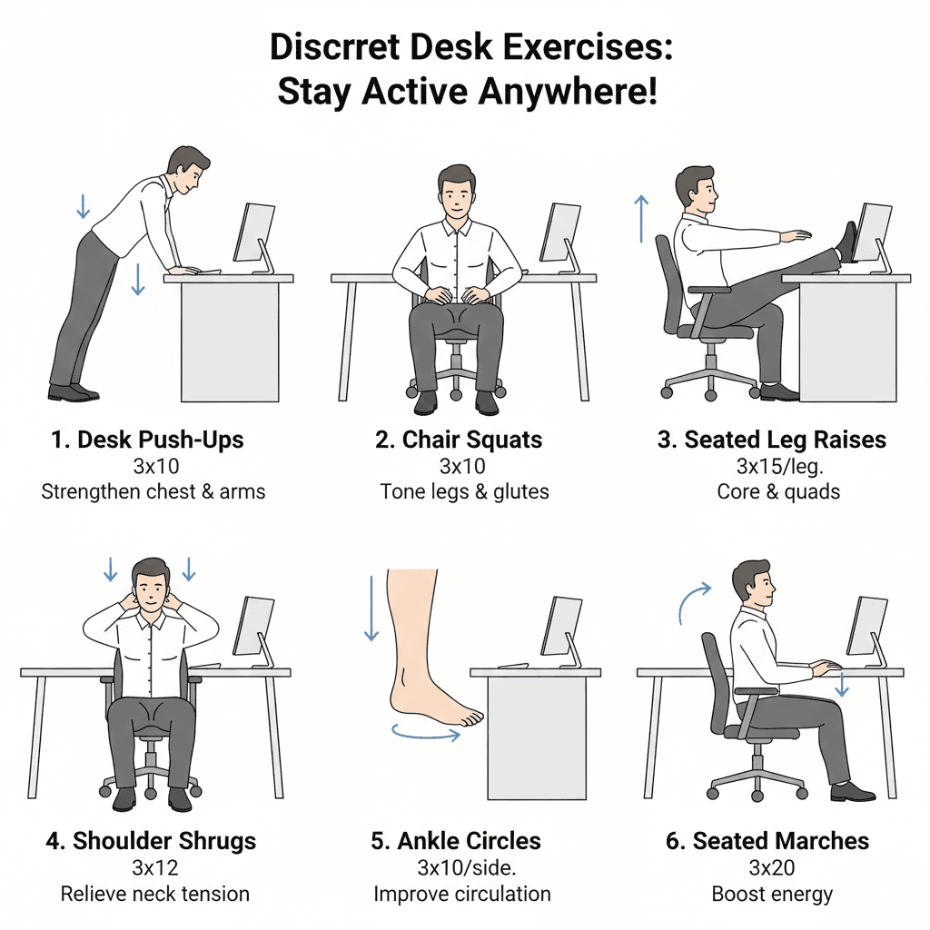 Desk exercise illustrations